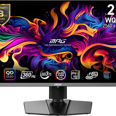 MSI Monitor Gaming MSI MAG 26.5 271QPX QD-OLED E2, WQHD (2560 x 1440), HDMI, DisplayPort, Pivot, 240 Hz, 0.03 ms, Negru, MSI
