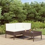 vidaXL Set mobilier relaxare grădină cu perne 3 piese maro poliratan, vidaXL