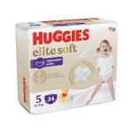 Scutece chilotel Elite Soft Pants Nr.5, 12-17 kg, 34 bucati, Huggies, HUGGIES