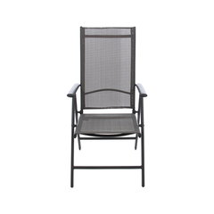 Scaun de gradina / terasa, pliant, D85116-AS, metal + textilen, gri inchis + negru