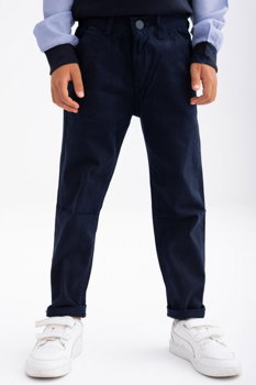 Pantaloni bleumarin pentru baieti cu nasture in talie, 