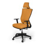Scaun birou ergonomic portocaliu Kronsit Genova, tapiterie textila, rotativ, reglabil pe inaltime, 65 x 51 x 135 cm, Kronsit 