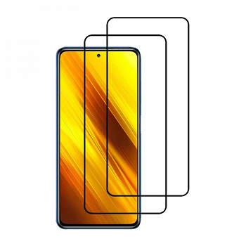 Set 2 folii protectie sticla securizata fullsize pentru Xiaomi Poco X3 NFC negru, HIMO
