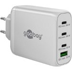 Hub USB USB-C PD multiport quick charger 100 watts (white, 1x USB-A QC, 3x USB-C PD, GaN technology), Goobay