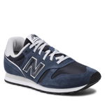 New Balance, Pantofi sport cu insertii de piele si piele intoarsa 373, Albastru inchis, 8.5