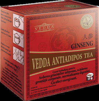 Ceai antiadipos cu ginseng, 30 plicuri, Vedda, Vedda