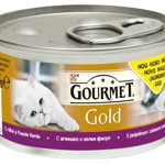 GOURMET Gold Conservă pentru pisici Savoury Cake cu Miel şi Fasole Verde 85g, Gourmet