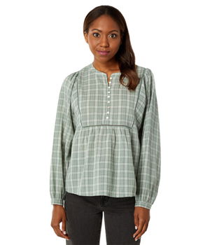 Imbracaminte Femei Madewell Plaid Bubble-Sleeve Peplum Top Frosted Willow, Madewell