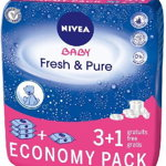 Set de 4 x Servetele Nivea Baby Economy Pack Fresh & Pure, 4x 63 buc, Nivea