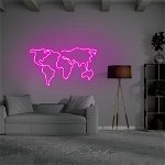 Lampa de perete World Map, Neon Graph, 66x38x2 cm, roz, Neon Graph