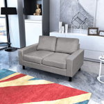 Canapea cu 2 locuri, vidaXL, tapiterie din material textil, gri deschis, 150 x 87 x 81 cm