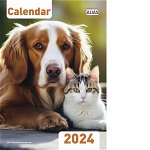 Calendar de perete 2024. Caini si pisici (A4), 
