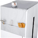 Husa impotriva prafului pentru frigider cu buzunare de depozitare Generic, PEVA, gri, 170 x 60 cm