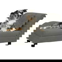 vidaXL Canapea pentru câini cu pernă, gri închis, 83x44x44 cm, pluș, vidaXL