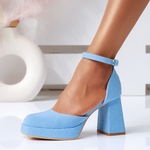 Pantofi Dama cu Toc Natalia Albastri #16278, OneFashionRoom-ESI