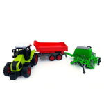 Tractor din plastic cu doua remorci, 59x13cm, 