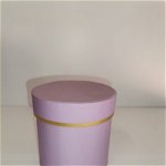 Cutie Carton Rotunda cu Dunga Aurie - LILA