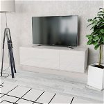 vidaXL Comodă TV, alb extralucios, 120x40x34 cm, PAL, vidaXL