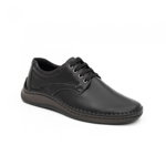 Pantofi barbati casual, piele naturala, Leofex 918, negru Negru 40 EU
