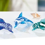 Set 3 figurine Dolphin Flipper, sticla, albastru, 7x3.9x3.6 cm, GILDE