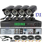 Sistem supraveghere CCTV kit DVR 4 camere exterior/interior, pachet complet, HDMI, internet, vizionare pe smartphone, Naturmag