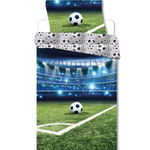 Lenjerie de pat Fotbal Stadion 2 Piese, 2 Fete, 140×200cm, 70×90 cm, 100% Bumbac, Multicolor, BrandMac