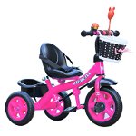 Tricicleta cu pedale pentru copii 2-5 ani, 2 cosuri depozitare, Roz, 