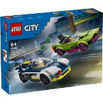 LEGO® City - Urmarire cu masina de politie si masina puternica 60415, 213 piese, LEGO