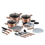 Set de oale si tigai, BERLINGER HAUS, Aluminiu/Granit, 22 elemente, Negru/Auriu rose