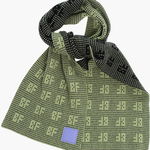 BY FAR Two-Tone Jacquard Grid Scarf Green, BY FAR