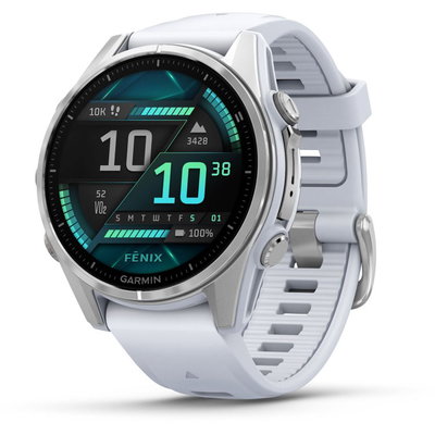 Smartwatch GARMIN Fenix 8, 43mm, AMOLED, Glass, Otel inoxidabil, GPS, Android/iOS, Whitestone