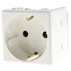 Priza schuko dubla Gewiss Top System, modulara, IP20, alba