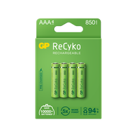 Baterii reincarcabile GP ReCyko AAA 850mAh (R03), ambalaj reciclabil 4pcs