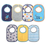 Set 7 bavete, bumbac si peva, 30x19 cm, inchidere cu banda velcro, Blue, Lorelli