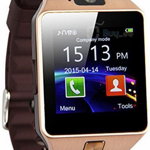 Smartwatch iUni S30 Plus, Capacitive touchscreen 1.54inch, Procesor Dual-Core 1.2GHz, 128MB RAM, Bluetooth, Bratara silicon, Camera foto, Functie telefon (Maro/Auriu), iUni