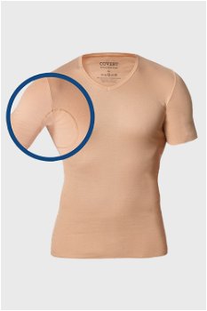 Tricou culoarea pielii, sub cămașă pentru absorbția transpirației, Covert Underwear
