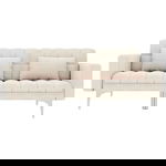 Canapea extensibila vidaXL, crem, material textil, 30.6 kg
