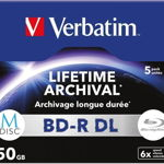 Player Blu-ray Verbatim 1x5 Verbatim M-Disc BD-R Blu-Ray 50GB 6x viteză, carcasă bijuterie, Verbatim