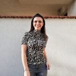 Bluza dama cu imprimeu Zebra Cream-Negru