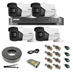 Sistem supraveghere video HIKVISION 4 camere 8MP 4 in 1, IR 60m, DVR 4 canale 4K 8MP, accesorii, Hikvision