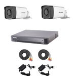 Sistem supraveghere video Hikvision 2 camere 2MP Turbo HD IR 80 M si IR 40 M cu DVR Hikvision 4 canale, full accesorii, Hikvision