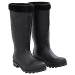 vidaXL Cizme de ploaie cu șosete detașabile, negru, mărime 41, PVC, vidaXL