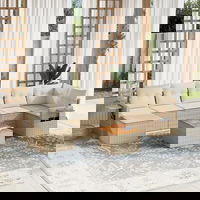 vidaXL Set canapele de grădină, 8 piese, cu perne, bej, poliratan, vidaXL