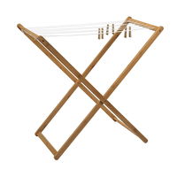 Uscator de rufe, 50 x 95 x 90 cm, bambus/nailon, Maro