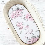 Cearceaf cu elastic pentru landou, carucior si cosulet, 80x35 cm, Peonie Pink