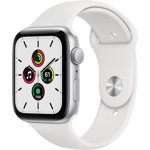 Apple Watch SE Silver GPS Carcasa Aluminium 44mm White Sport Band, Apple