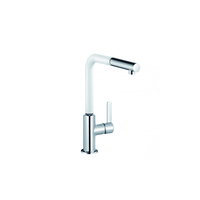 Baterie chiuveta bucatarie Kludi L-ine S cu dus extractibil alb mat crom lucios, Kludi