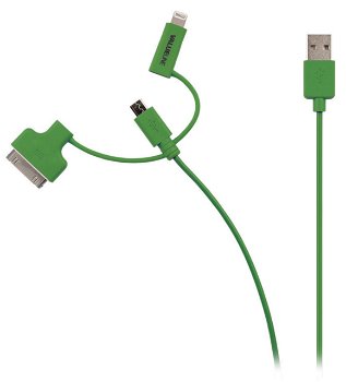 Cablu ValueLine, USB 2.0 A tata - micro B tata cu adaptor lightning si Apple Dock 30 pini, 1.0 m, verde