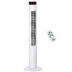 HOMCOM Ventilator de Turn cu Panou LED, 3 Viteze, 4 Moduri, 45W, Telecomandă, Alb | Aosom Romania, HOMCOM
