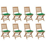 Set scaune pliabile de exterior cu perne vidaXL, 8 buc., lemn masiv acacia, 48,5 x 57 x 91 cm, 19.39 kg 3075118